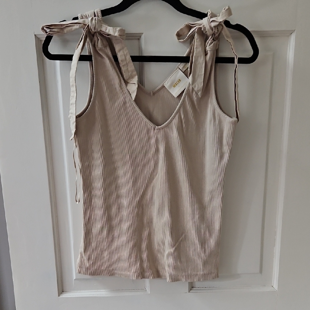 Maeve Cream Tie-Shoulder Tank Top